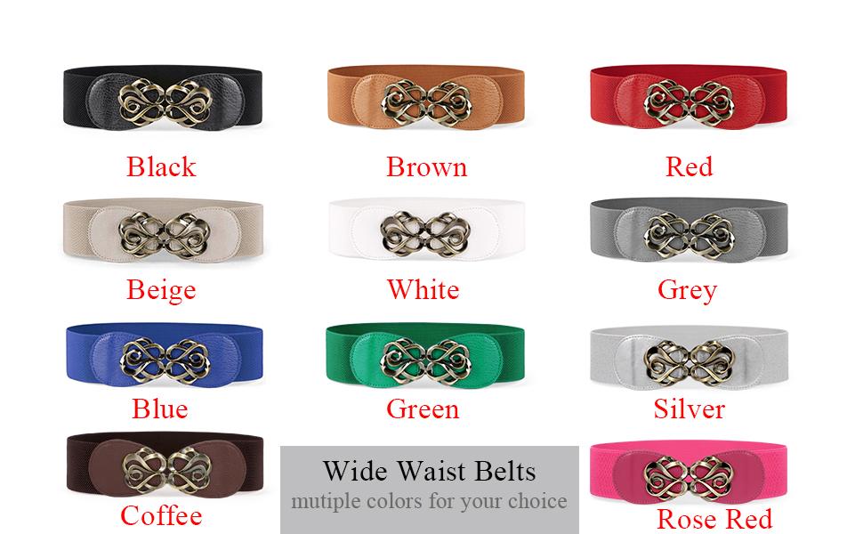 JASGOOD Women Stretchy Belts for Dresses Vintage Elastic Wide Waist Belts