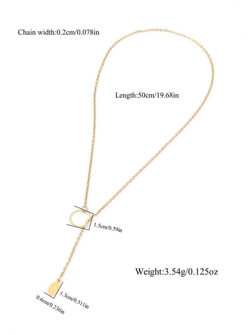 Simple Letter Pendant Necklace for Women, Necklace Initial, Round Charm Stainless Steel Jewelry for Party, Daily Clothing Decor, Trendy All-match & Exquisite Jewelry for Birthday Gift