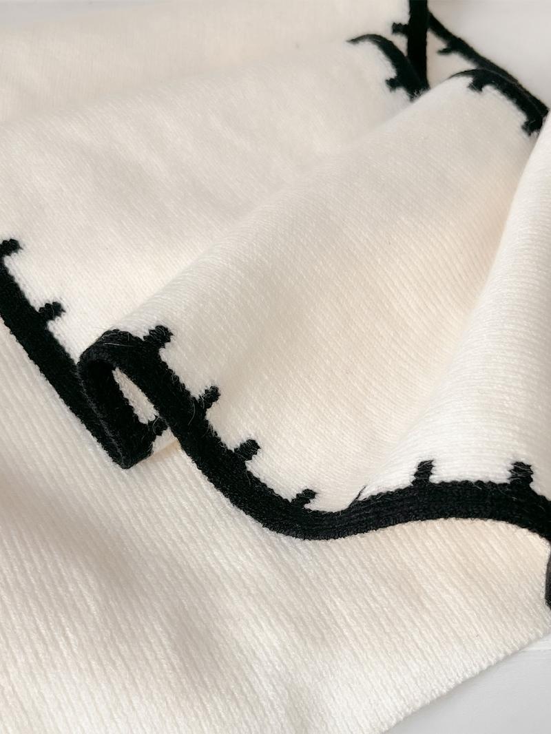 Women's Beige Chevron Pattern Scarf, Casual Soft Comfortable Knitted Shawl for Daily Wear, Fashion Accessories for Women & Girls