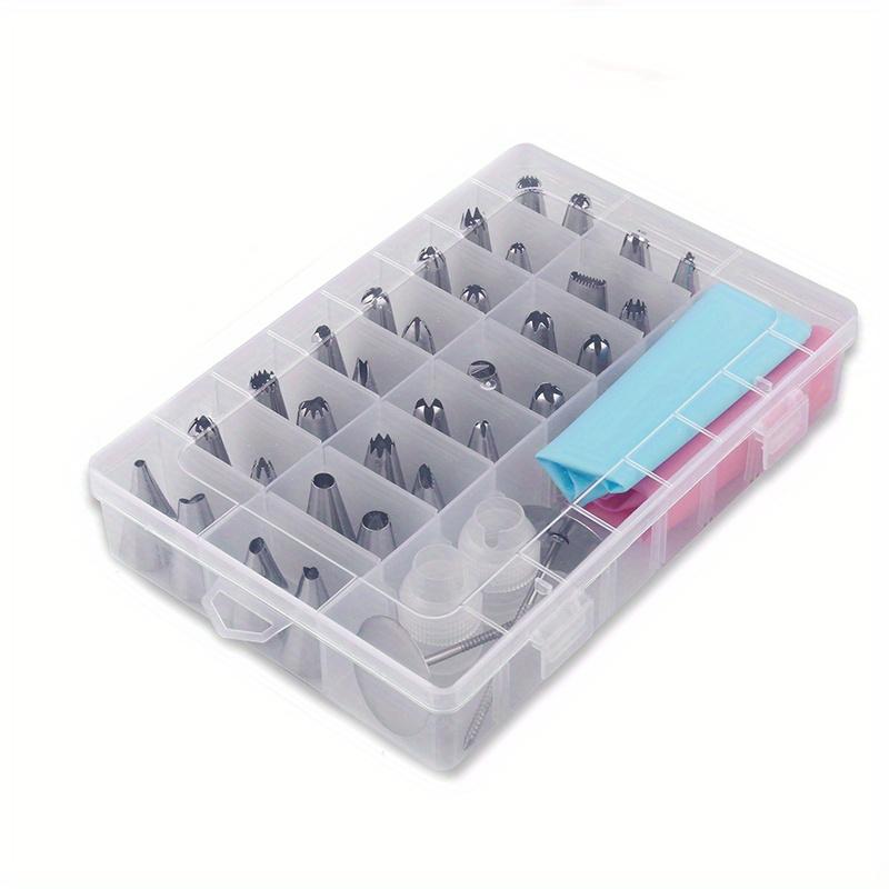 38pcs/set Piping Nozzle & Box Set, Simple Piping Tip & Storage Box For Baking Including 32 Mounting Tips + 2 Mounting Nails + 2 Mounting Bags + 2 Converters)