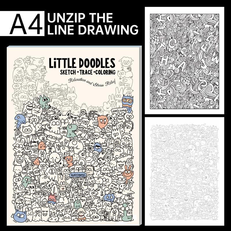 3-in-1 Activity Drawing Book + 12 Pack Quick Dry Pens | Sketch + Trace + Color on A4 Dense Doodle Pad | Kills Boredom Instantly