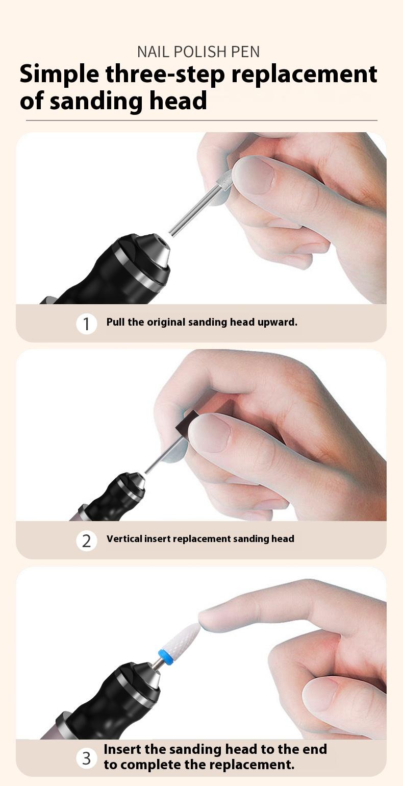 Professional nail salon electric nail buffing machine, USB charging, digital display, portable nail file, nail removal, dead skin removal, nail shaping, complete set of nail art tools