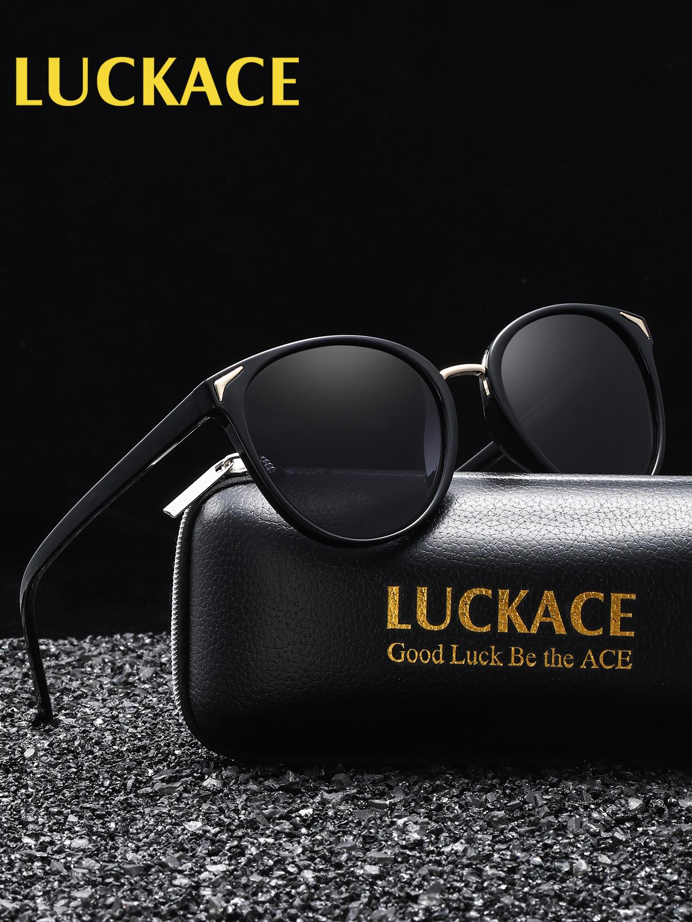 Luckace Men's Polarized Sunglasses, Tac Lens, Round Frame, UV Protection, Lightweight, Comfortable, Ideal for Outdoor Activities, Gift-Ready