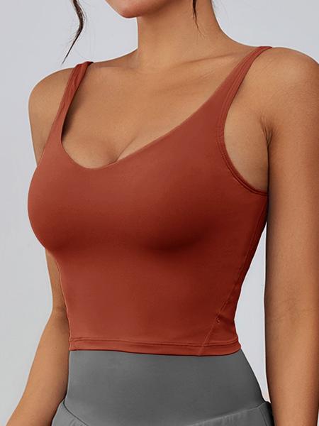 Women's Solid Sports Bra, Sporty Wide Strap Lingerie Top for Tennis Pickleball, Gym Clothes, Women's Athletic Clothing for Indoor Outdoor Wear