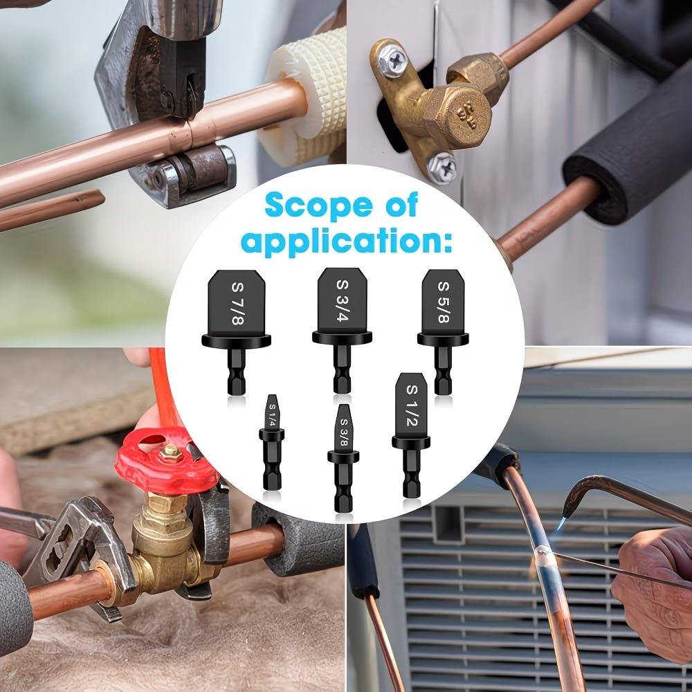 Copper Pipe Swage Tube Expander, 6 Counts/set Drill Bit Set, HVAC Repairing Set, Air Conditioner Manual Copper Pipe Swage Tube Expander Tool with 1/4'', 3/8'', 1/2'', 5/8'', 3/4'', 7/8'' Bits