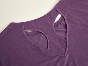 Imily Bela Womens Elegant Trendy Open Back Comfy Loose Fitting Workout Casual Yoga T-Shirt Summer Gym Tee