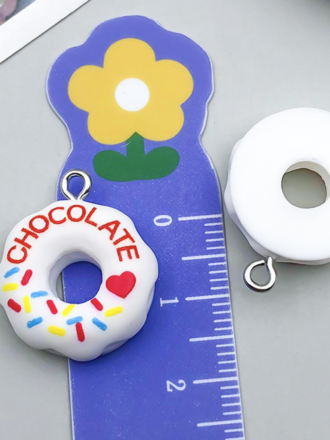 5 Piece Resin Donut Pendants DIY Craft Accessories, Multicolor Earrings Necklace Bracelet Keychain Jewelry Set, All Seasons