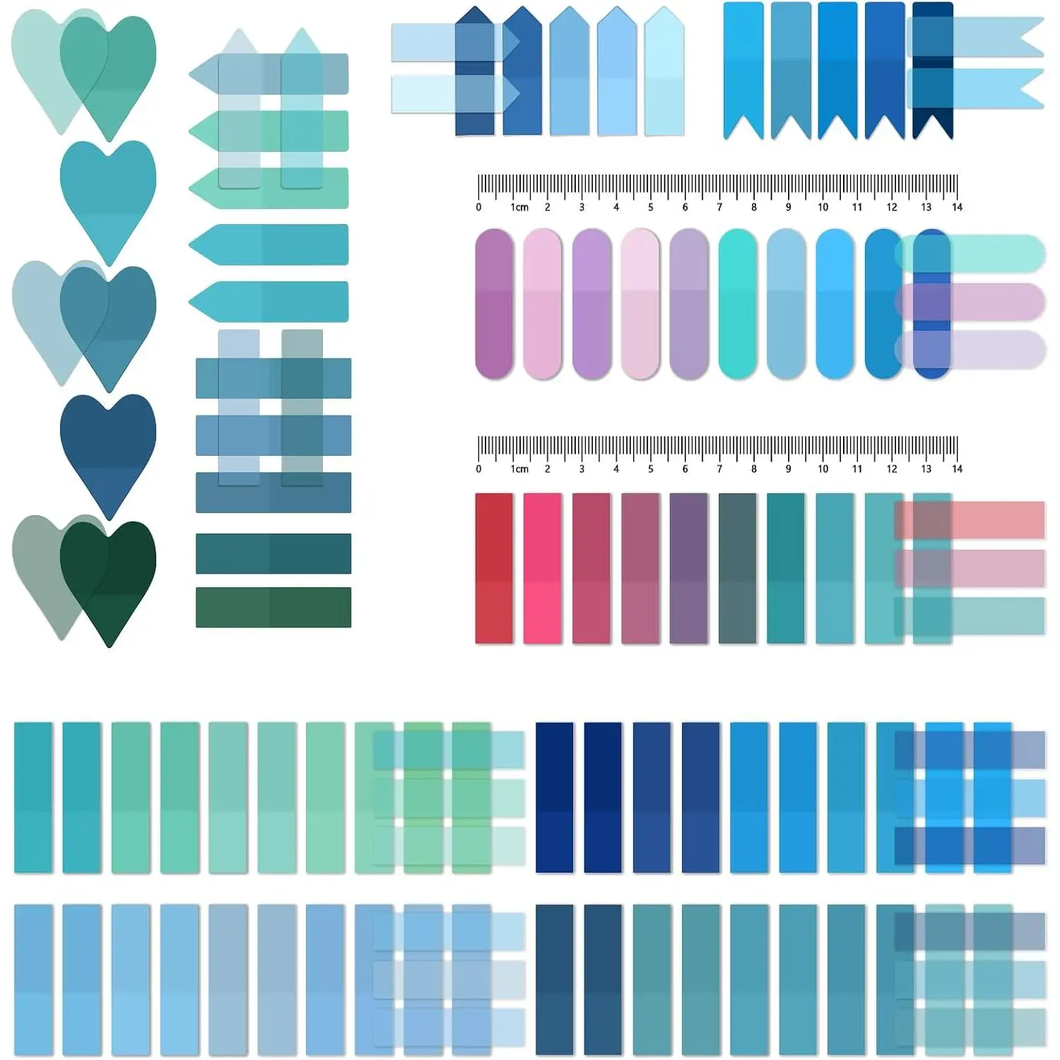 1700 count Transparent Sticky Index Tabs, Clear Book Tabs (Blue)