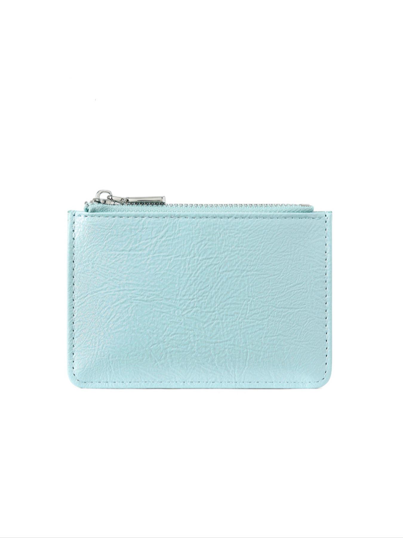 New Ultra-Thin PU Leather Wallet, Flat Pattern Coin Purse, ID Protection Case, Card Holder, Silver Color, Fashionable Accessory