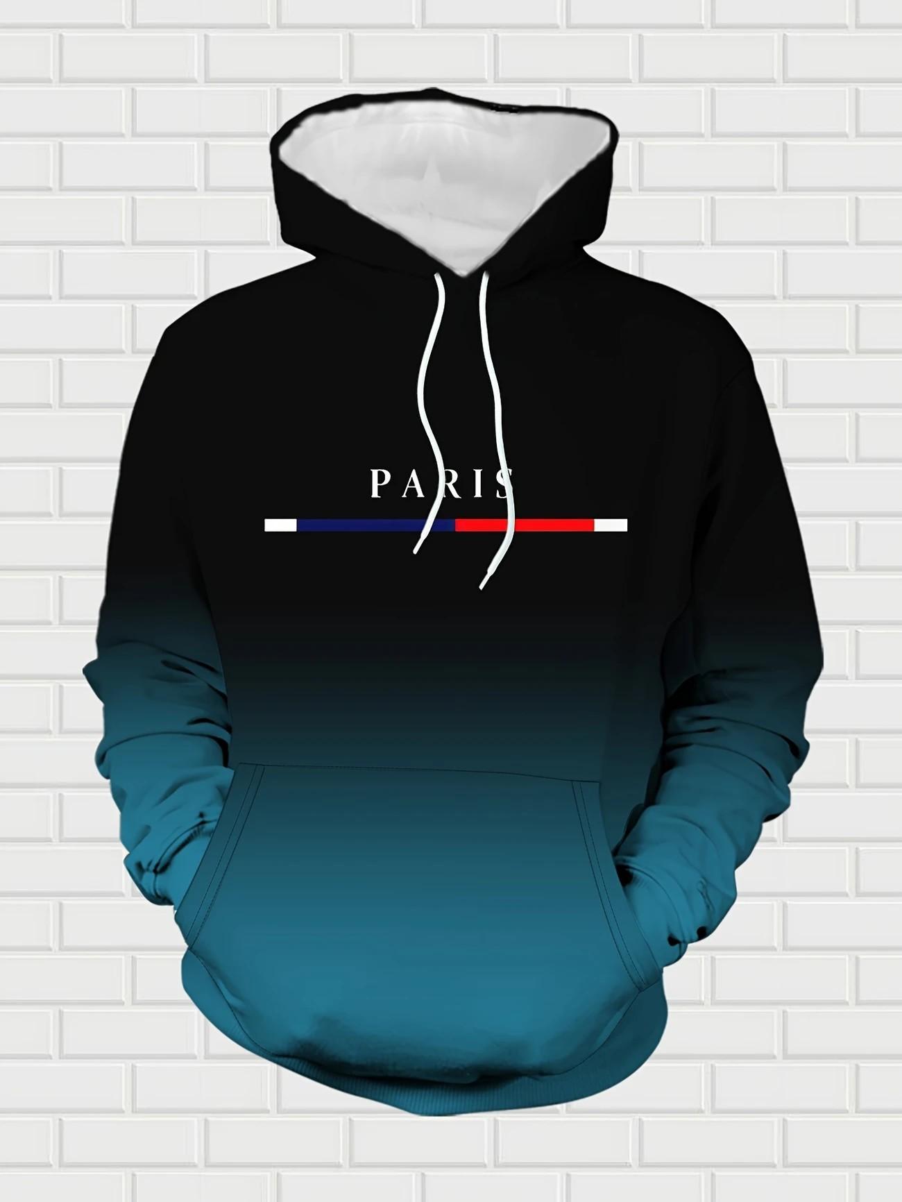 Autumn and Winter Black and Red Gradual Color Change 2026 Hot Selling Men's Street Fashion Hoodie Set