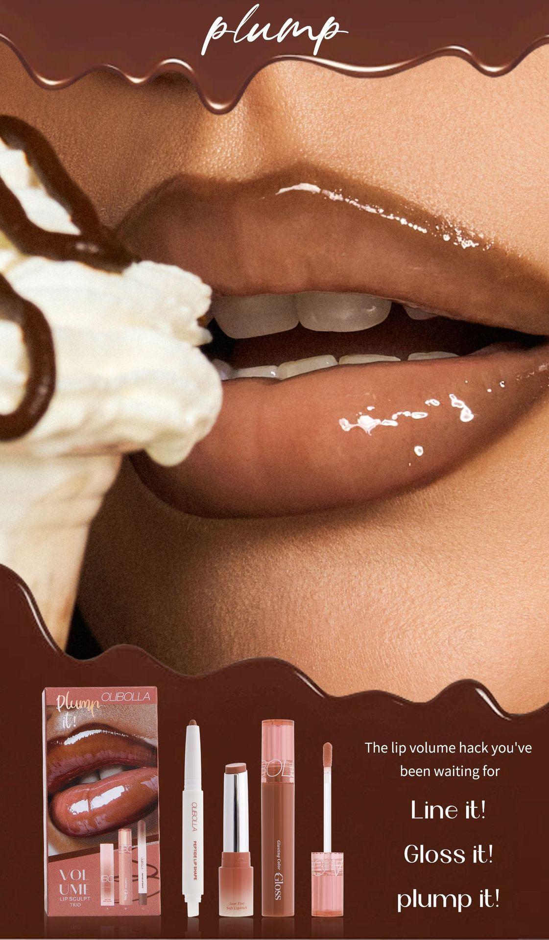 3 Piece Matte Lip Liner Set, Water Gloss Lipstick Makeup Combo, Long-Lasting Non-Fading, Easy Application, Perfect for Students and Dates, Lippie Pencil Kit