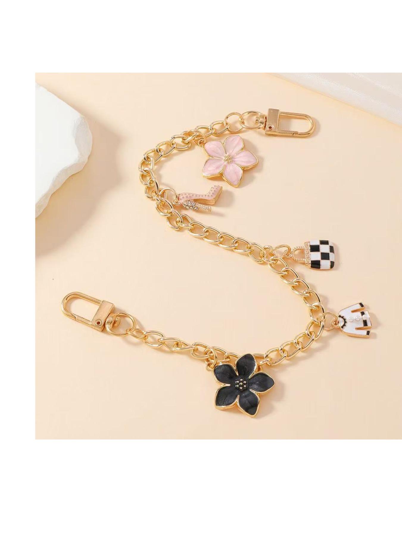 Trendy Metal Style Wallet Crossbody Bag, Versatile Oil Drop Flower Pearl Design, Chain Strap Accessory, Perfect for Everyday Use