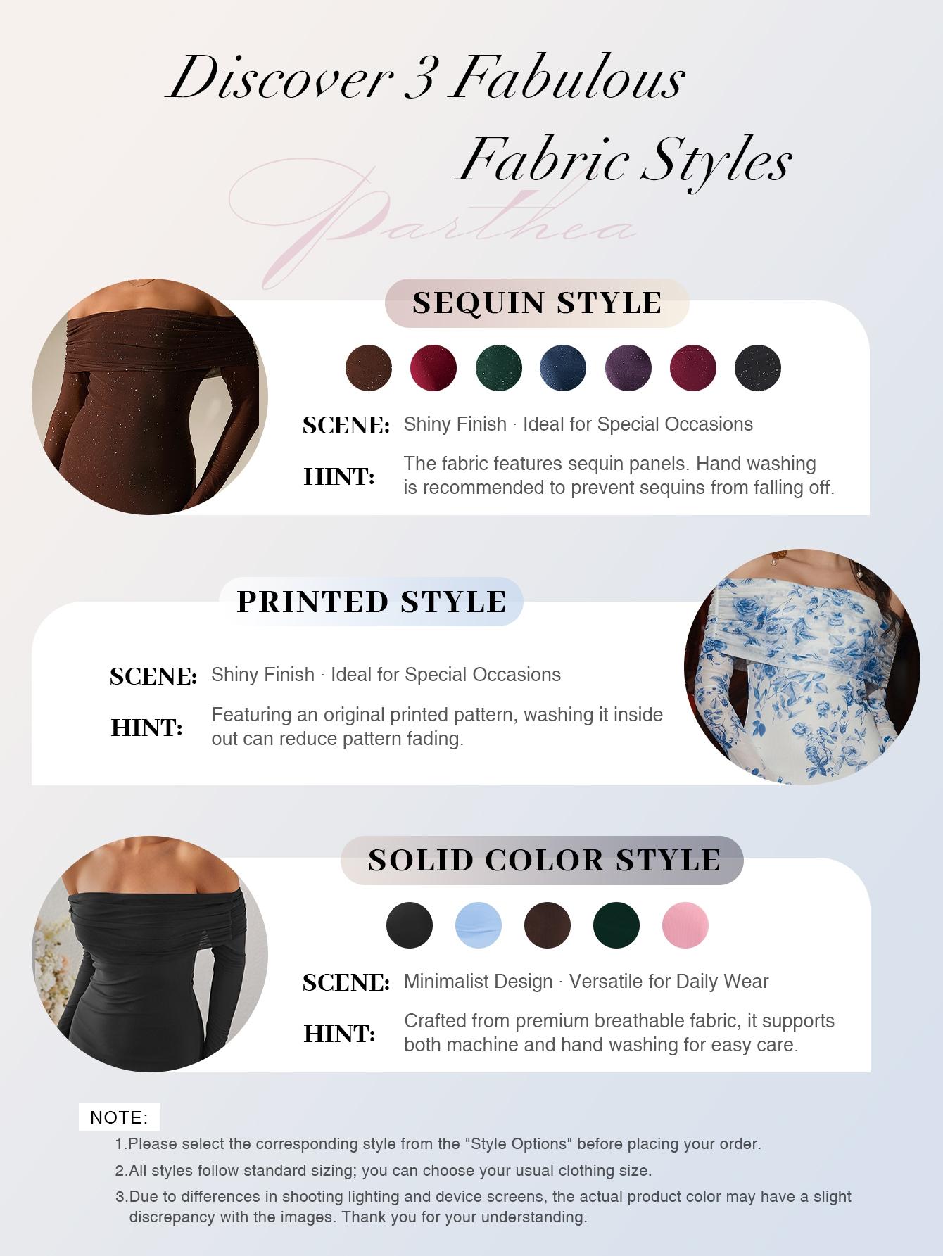 Parthea Women's Off The Shoulder Ruched Contrast Sequin Bodycon Dress, Elegant Long Sleeve Backless Evening Party Gown, Ladies Spring & Fall Clothes