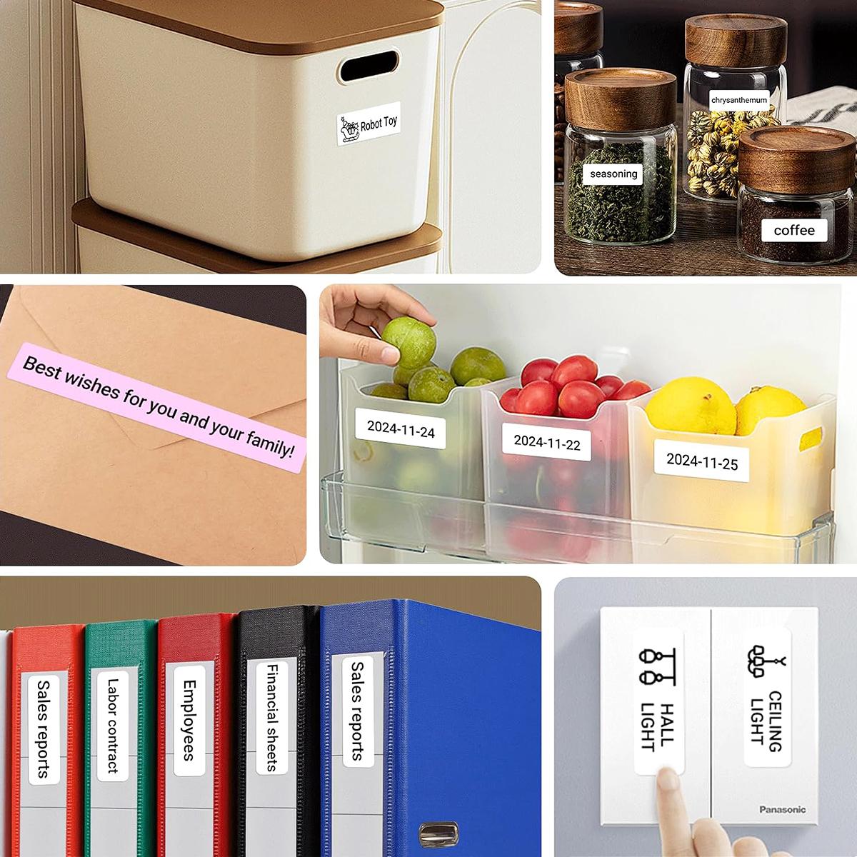 Portable Label Printer with Waterproof Self-Adhesive Labels (12mm X 40mm), Bluetooth-compatible Compatible with iOS & Android