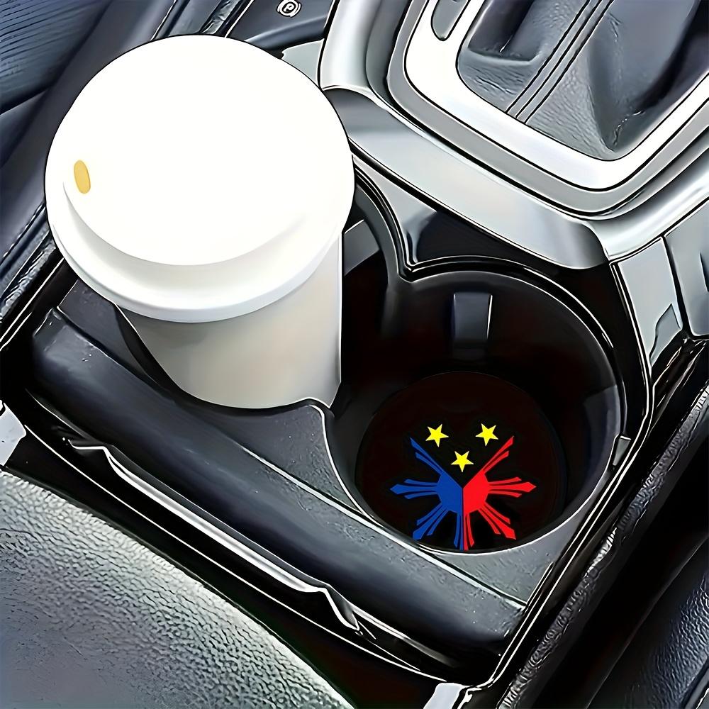 Set of 2 Philippine Sun And Stars Car Cup Holder Coasters - Non-Slip, Easy-To-Clean Rubber Inserts for Vehicle Decoration