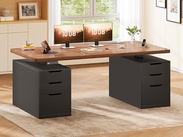 SEDETA 55 Inch Electric Standing Desk with 6 Drawers Adjustable Stand up Desk with Storage Computer Desks with Power Outlets Home Office Workstation