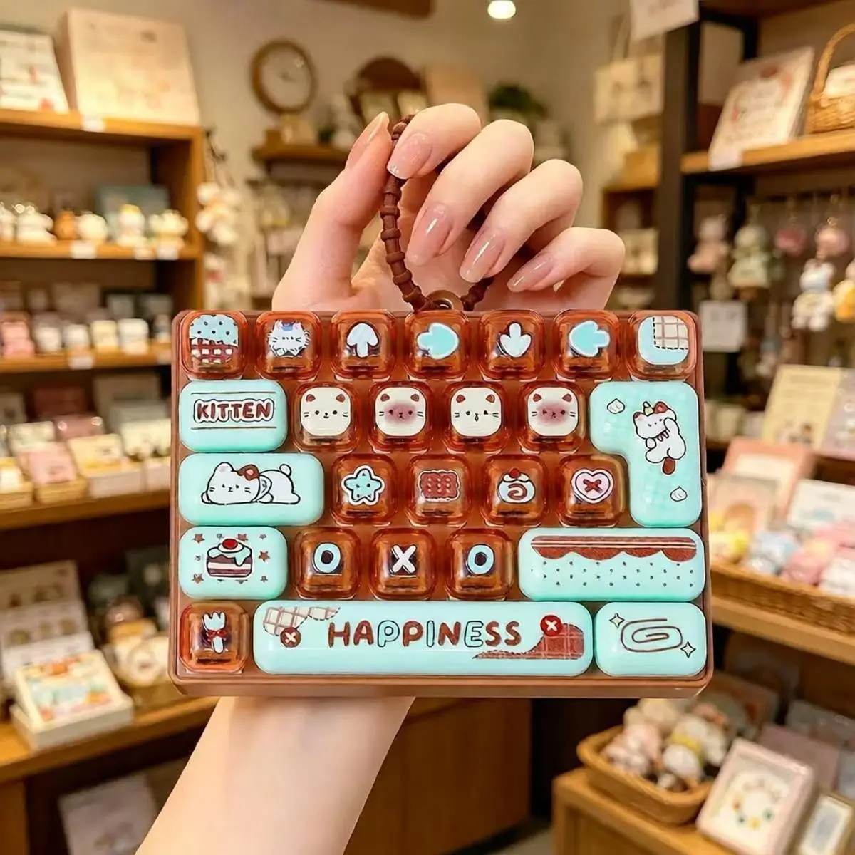 Cute Cartoon Mini Keyboard Keychain, 26-Button Mechanical Keyboard Bag Charm, Creative Home Desk Decor, Portable Fun Gift, Birthday Present