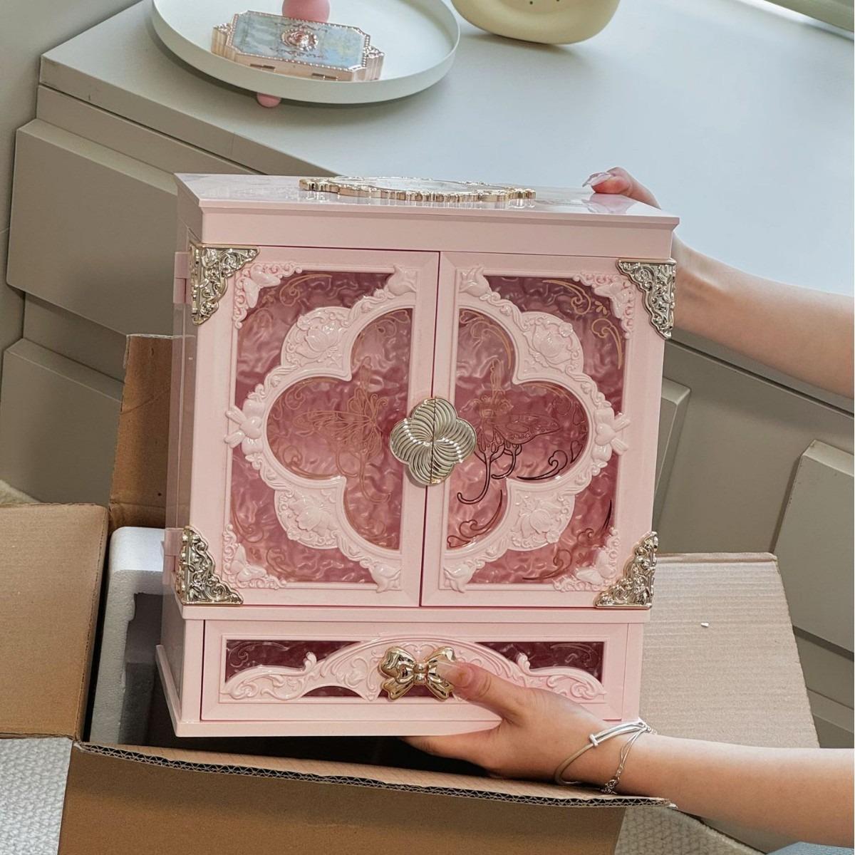 "Butterflies & Blossoms" Luxury Vanity Table Set - An Elegant Makeup Dresser with Mirror, Exquisite Gift Box for Her, Makeup Vanity Desk