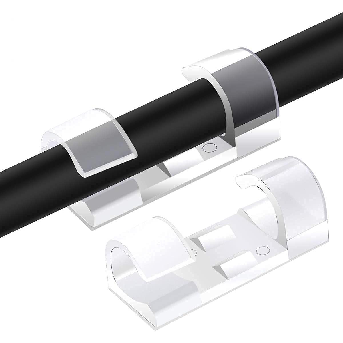 20PCS/40PCS (Clear)Cable Clips with Strong Self-Adhesive, Cable Management TV PC Wire Holder Sticky Tidy and Organizer Cord and Wires