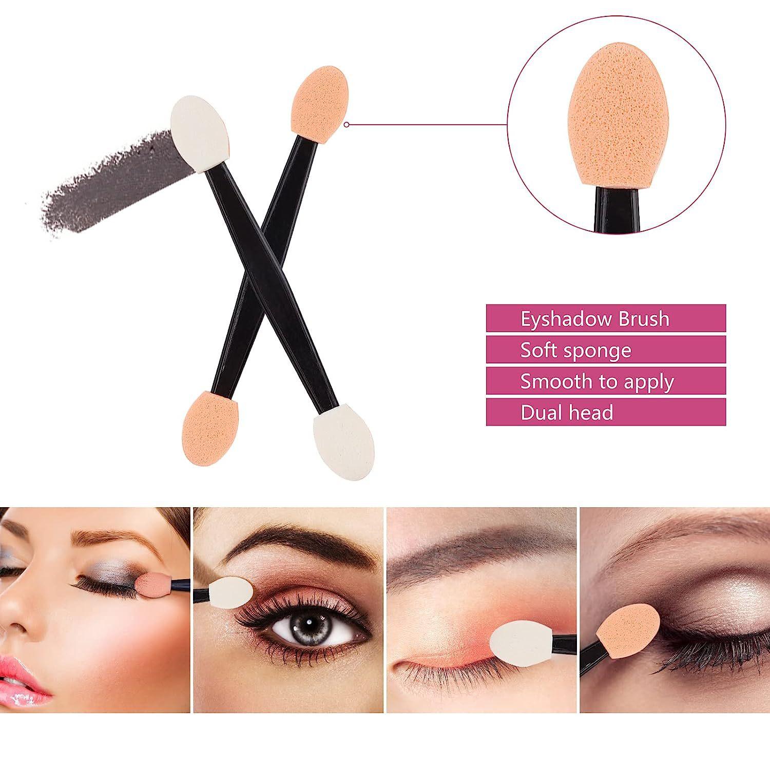 300-Piece Disposable Makeup Brush Set, Includes Eyelash Curler, Lip Brush, Eye Shadow Sponge, Travel-Friendly Storage Box Included