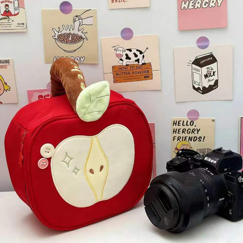 Half Apple Camera Storage Bag, Korean Style Cute Makeup Bag, Travel Portable Polaroid Organizer, Stylish and Functional Accessories