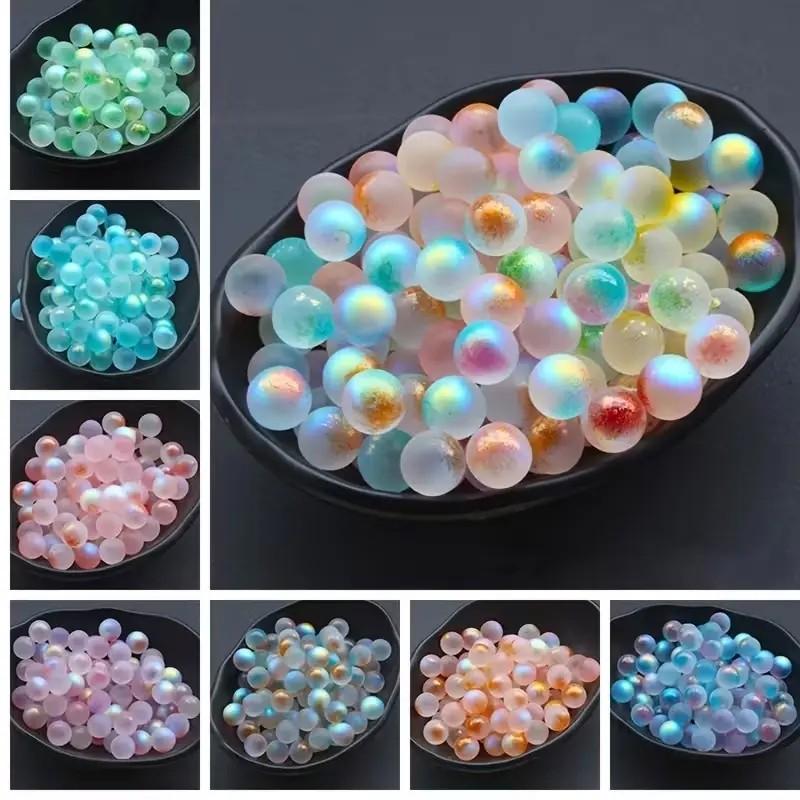 50pcs Glass Crystal Balls, Iridescent Glass Crystal Balls, Blue, Green, Pink & Multicolor Round Shimmering Decorative Balls for Parties, Weddings, Home, Bar, Fish Tank, Patio & Pool Decor, Beading Supplies, Accessories For Beading