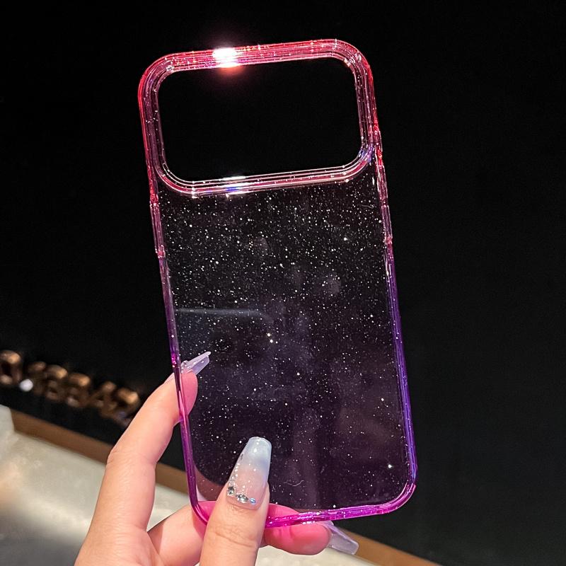 The refreshing "ins flash powder gradient" design is suitable for the 17promax ultra-thin hard-shell iPhone 16 phone case / iPhone 15 Pro Max / iPhone 14 / iPhone 13 phone protection cover with a dual-color splicing minimalist style.