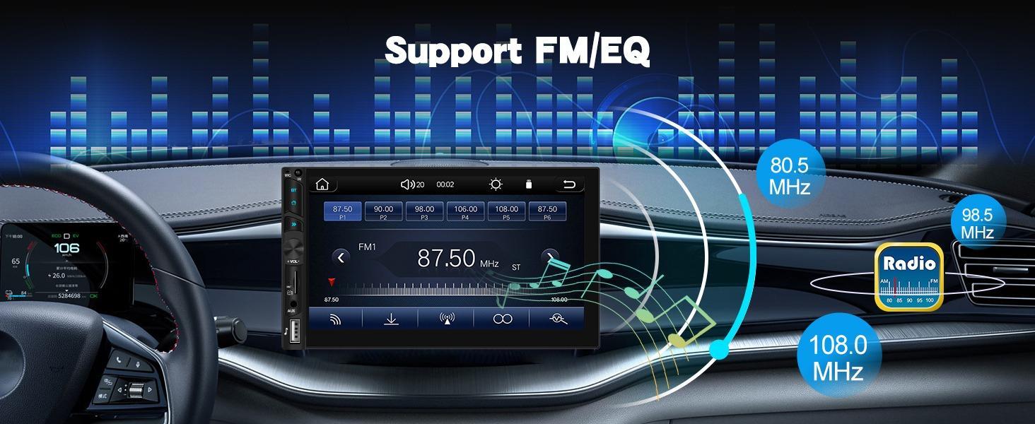 7-inch IPS Touch Screen Double Din Wireless CarPlay Android Auto Car Video Player - Auto Radio with YouTube Playback, WiFi GPS, FM, Hands-Free BT, MirrorLink, Backup Camera, EQ, USB, Auxiliary Input, SWC, MIC, Car Accessories, Father's Day Gift