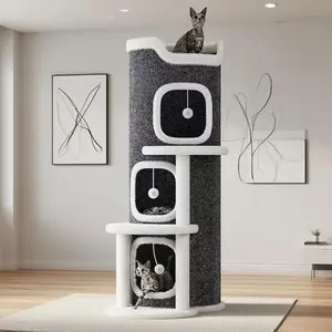 Cozy Multi-Level Cat Climbing Shelf - Sturdy And Soft Sisal Cat Tower, Equipped with a Scratching Board, Scratching Posts, Cozy Condo Nest for Resting, Relaxing, And Playing - Year-Round Cat Furniture