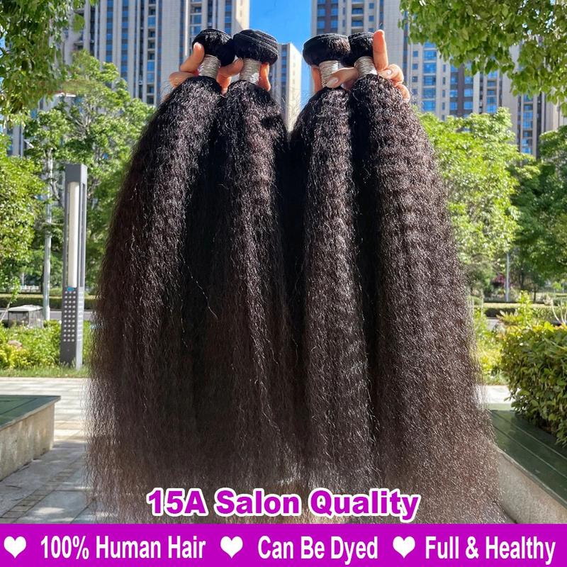 Msgem Hair 15A Kinky Straight 100% Human Hair Bundles Peruvian Raw Virgin Hair 12-32 Inch Yaki Straight 1 Bundles Lot Weave Hair Extensions