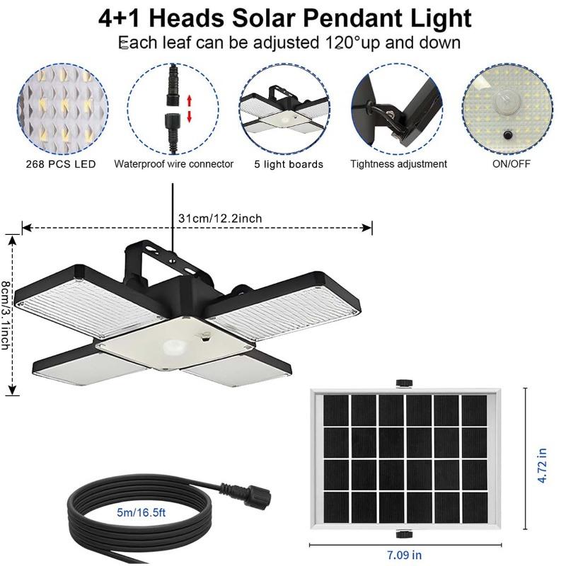 1PC Contemporary Irregular Shape Solar Powered Chandelier - Solar Lights with 4 Modes, Rope-Pull & Button Switch, Indoor Outdoor Flood & Spot Lighting, Garden House Light for Patio Decking Holiday Decor