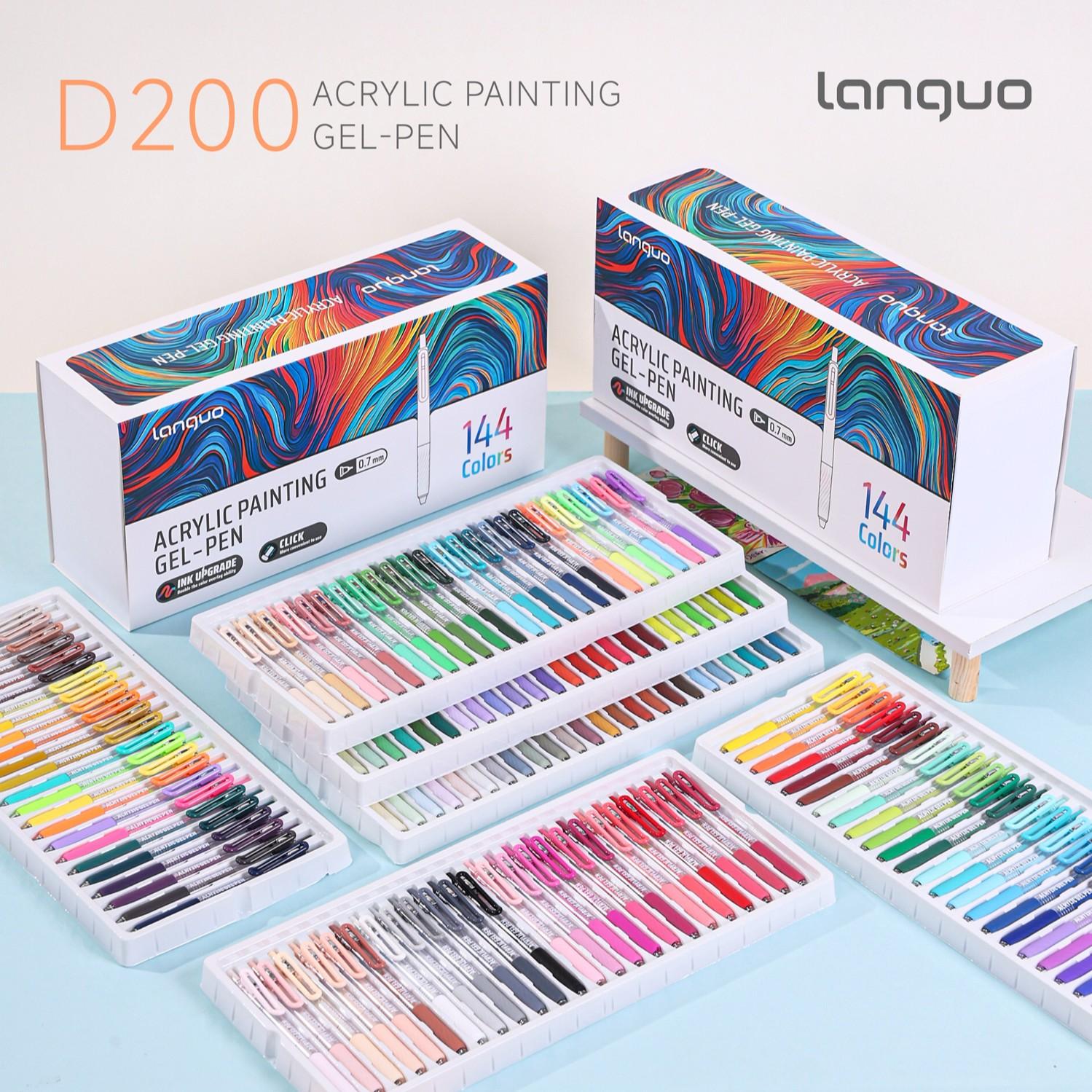 Languo 144 Color Gel Pen Set, Art Pens, 0.7mm Stainless Steel Tip, High Coverage Ink, Suitable for Stone, Ceramic, Glass, Wood, Canvas, Phone Case, DIY Art Supplies, Artist Supplies