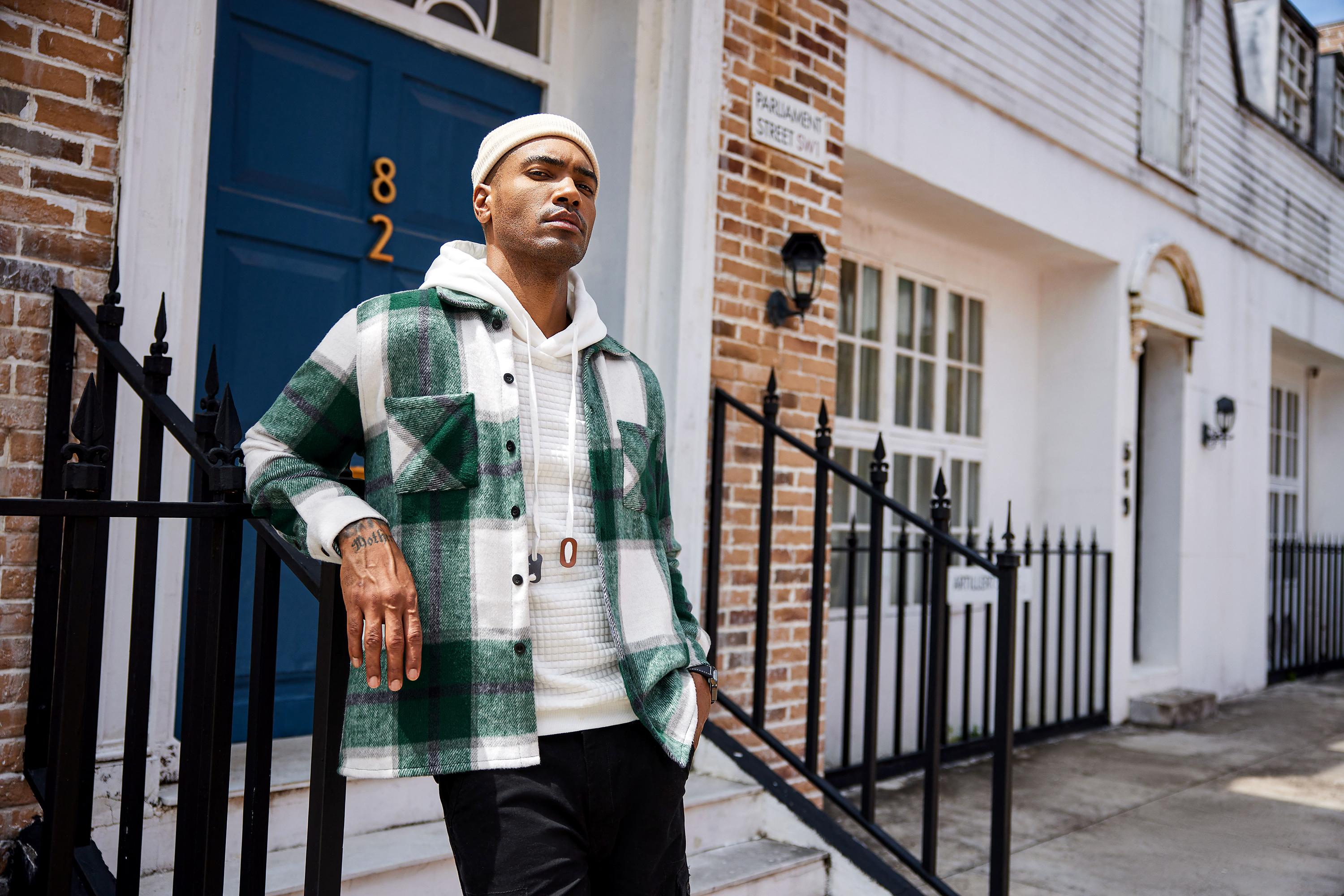 COOFANDY Men's flannel shirt casual button checkered shirt jacket long sleeved wool with pockets detachable top jacket, home casual daily wear, men's top, men's jacket Menswear