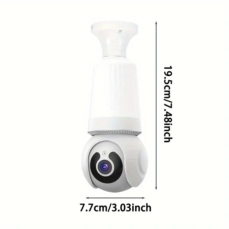 E27 Light Bulb Security Camera, WiFi, Auto Human Tracking, Full Color Night Vision, Zoom, Works with Alexa, 10x Digital Zoom