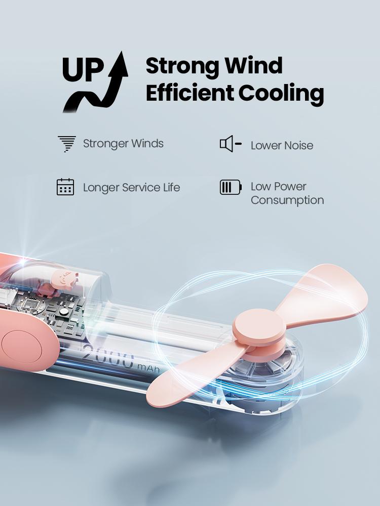 Mini Handheld Fan with Phone Charging - Gaiatop, Foldable Pocket Design, USB Battery-Powered, Ideal for Women, Travel, and Outdoors