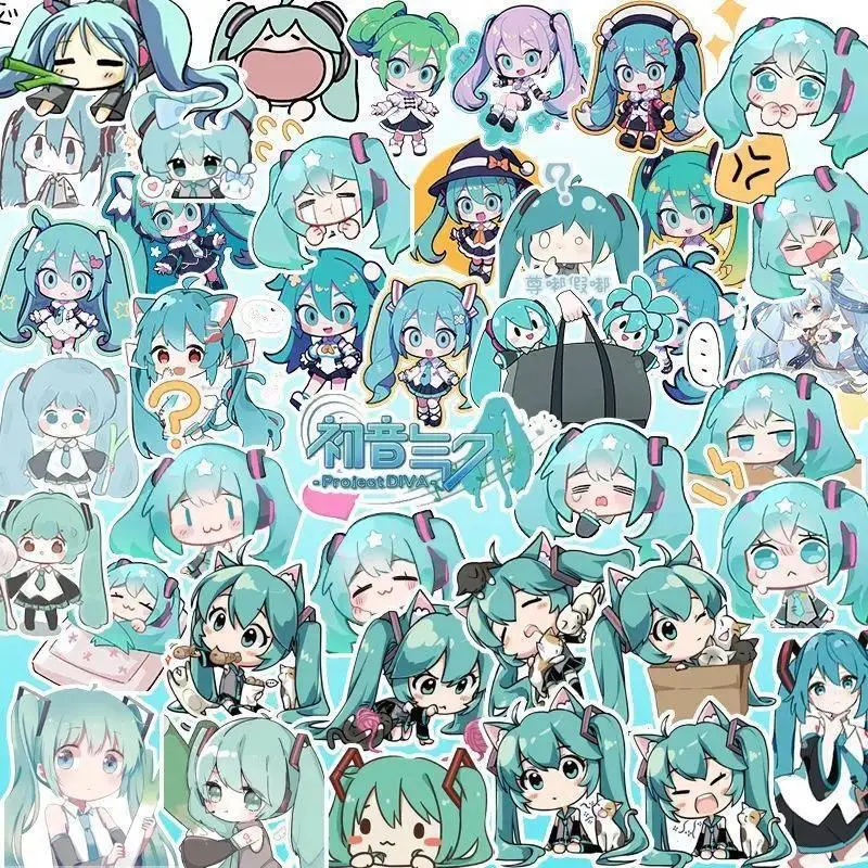 2026 New hot item Hatsune Miku Chibi 100PCS Waterproof Vinyl Stickers Removable No Residue for Laptop Phone Bottle Anime Gift