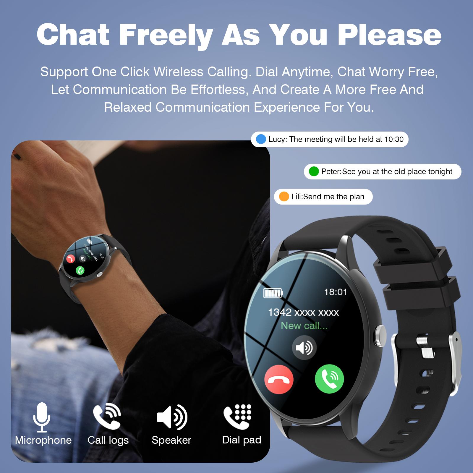 Unisex Multifunctional Smart Watch - 1.65" HD Screen, Wireless Call, Camera Control, Music Adjustment, Sports Functions, Custom Wallpapers | iPhone Android Compatible, Call & SMS Alerts