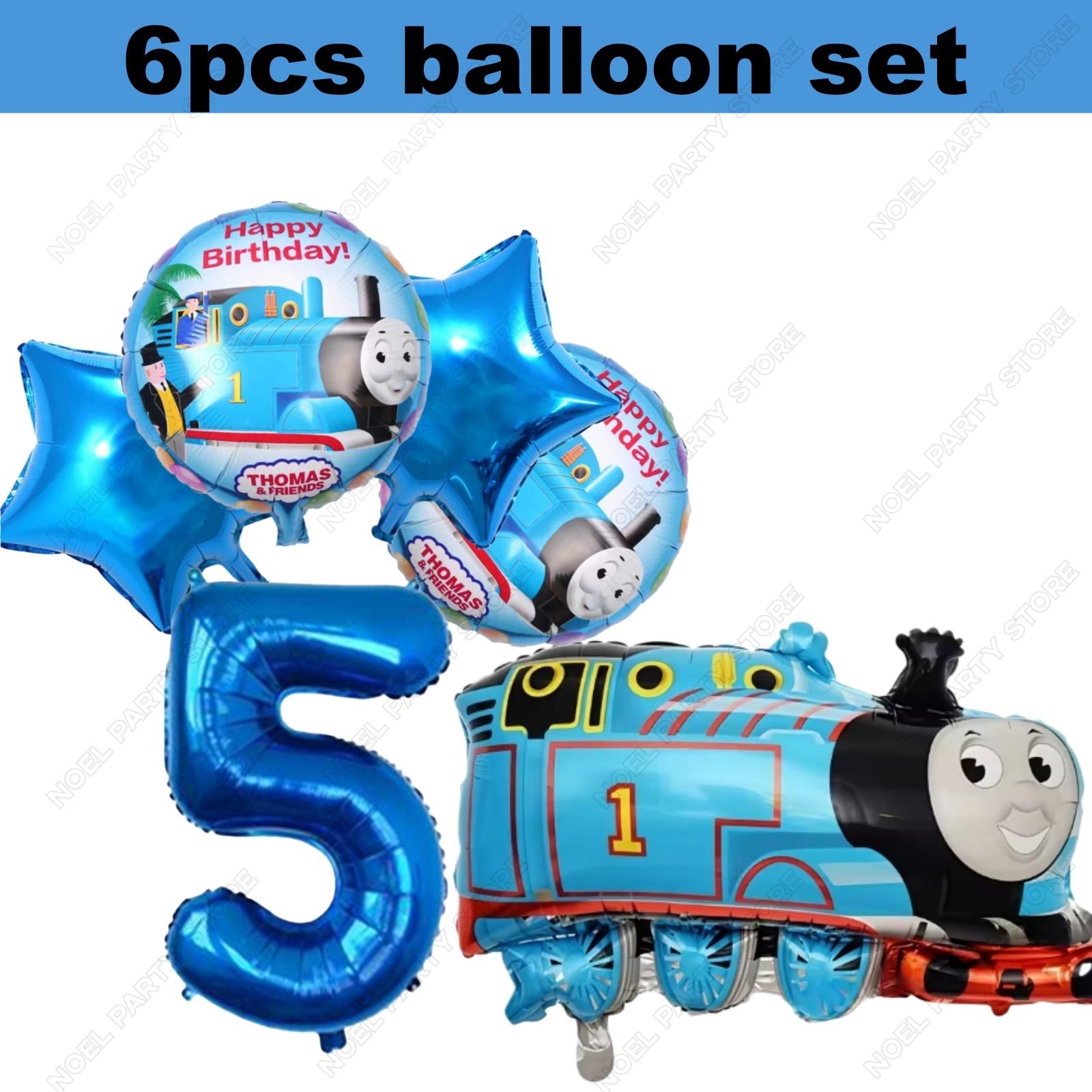 Extra-Large Cartoon Thomas Shaped Balloon Thomas The Train Theme Birthday Decorations for Ages 1-9 Aluminum Foil Balloon Set
