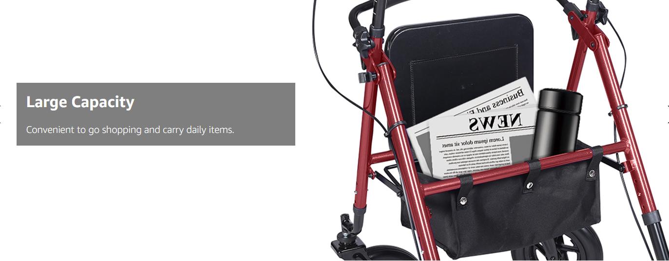 ELENKER Adjustable All-Terrain Rollator Walker for Seniors (4’8”-6’4”), 10” Anti-Slip Rubber Wheels, Ergonomic Padded Memory Foam Seat, Padded Foam Backrest, Under-Seat Storage Basket, Model HFK-9236D4 ELENKER Adjustable All-Terrain Rollator Walker for Seniors (4’8”-6’4”), 10” Anti-Slip Rubber Wheels, Ergonomic Padded Memory Foam Seat, Padded Foam Backrest, Under-Seat Storage Basket, Model HFK-9236D4