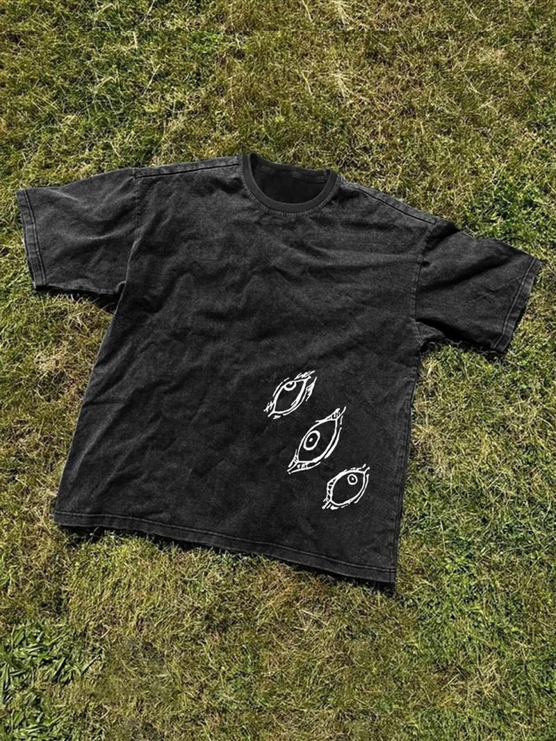 Unisex's Anime Character Print Round Neck Graphic Tee, Regular Fit Casual Street Short Sleeve T-Shirt for Daily Wear, Unisex Top for All Seasons, Man