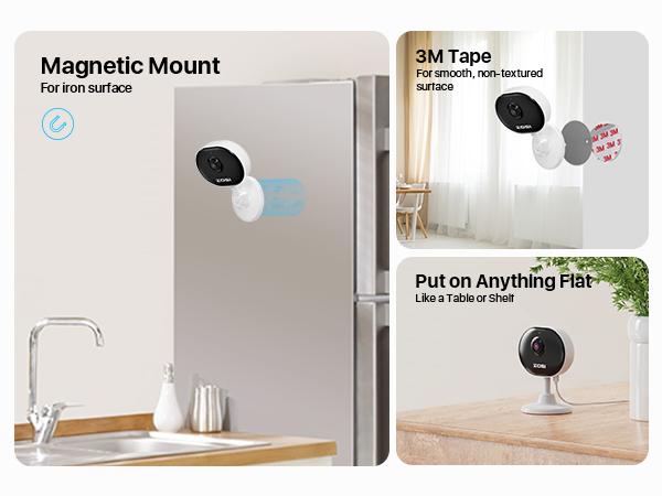 Zosi 2025 Security Camera, Surveillance 4G WiFi Camera with Phone App, 2-Way Audio, Night Vision,Motion Detection,Indoor,easy installation without drilling (doesn't support 5G wifi)