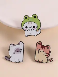 Cute Three-Color Cat Enamel Pin Set (3 Pieces), Adorable Clip Accessories for Cat Lovers, Perfect Gift for Collectors & Soft Style Fans