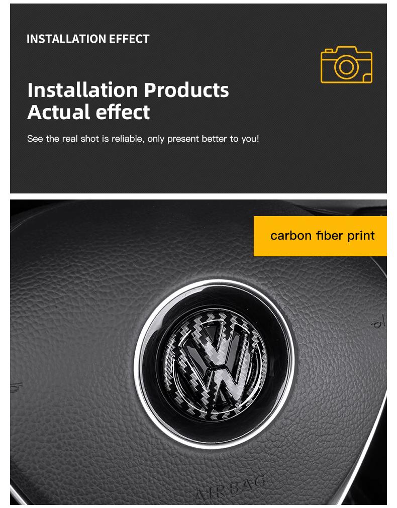 Car Steering Wheel Center Emblem ABS Logo Stickers, Sticker For Cars, Interior Accessories Ring Cover For VW Volkswagen Atlas Jetta Touareg Golf Polo GTI Taos Passat Tiguan Arteon Caddy Beetle Amarok Transporter