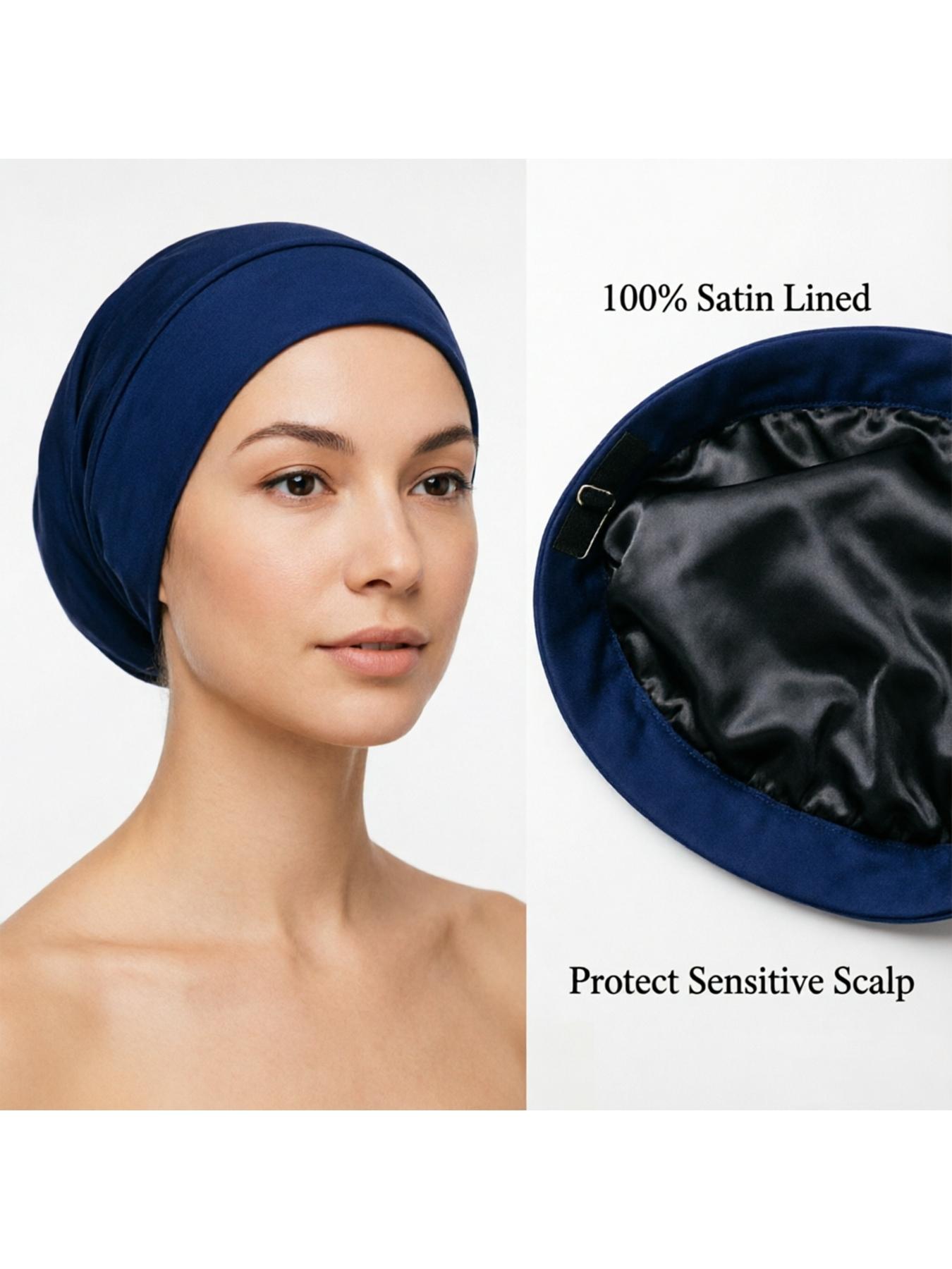 Adjustable Satin-Lined Chemo Hat for Women, Soft Cotton Beanie for Cancer Patients, Anti-Frizz Sleep Cap, Casual Stretch Fit