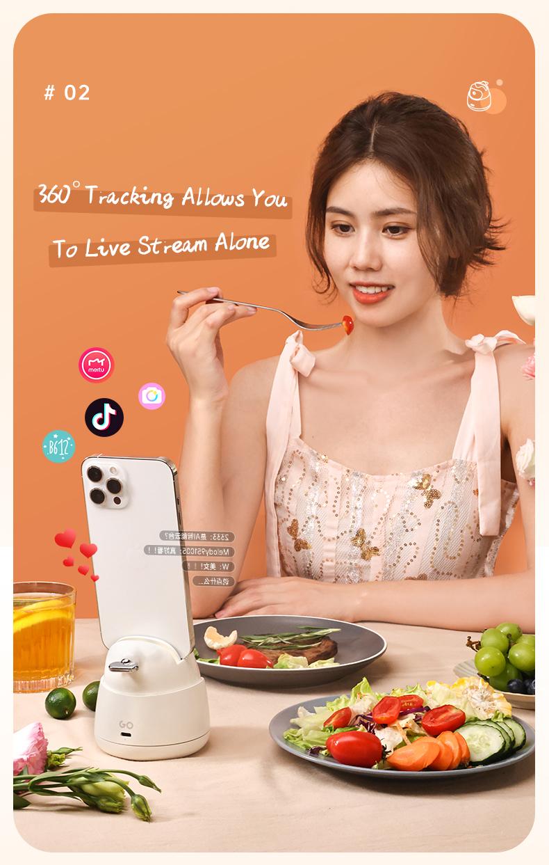 Hohem GO Auto Face Tracking Phone Holder, Auto Face Tracking Tripod for iPad &Tablet,360° and 30° Rotation 2-Axis AI Auto Tracking Tablet & Phone Holder with Gesture Control for Live Streaming Vlog Video Recording, Suitable for Android & iPhone 17 series