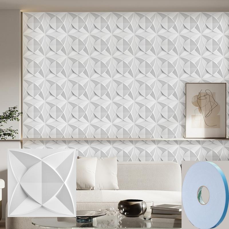 20/30pcs 3D Textured PVC Wall Panels, Waterproof & Moisture-Proof, Easy Install with Adhesive Tape - Modern Abstract Design for Stylish Home Decor, 11.8 x 11.8 inch, Waterproof Wall Panels