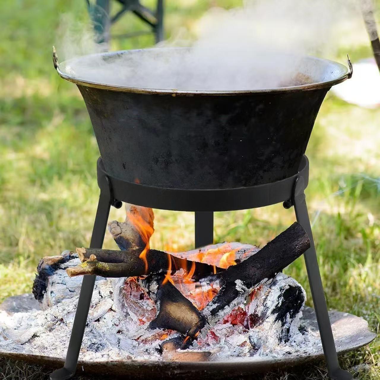 Durable Steel Campfire Tripod Stand, Foldable Fire Pit Holder, Outdoor Cooking Sturdy Support, Ideal for Camping & Picnics