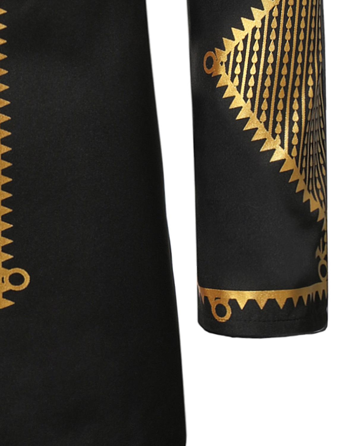 ZEROYAA Men's Africa Suit Long Sleeve Bronzing Print Shirt and Pants Outfit Traditional 2 Piece Set Clothes Cotton sets for men clothing men's 2 piece set Menswear Classic summer outfits men