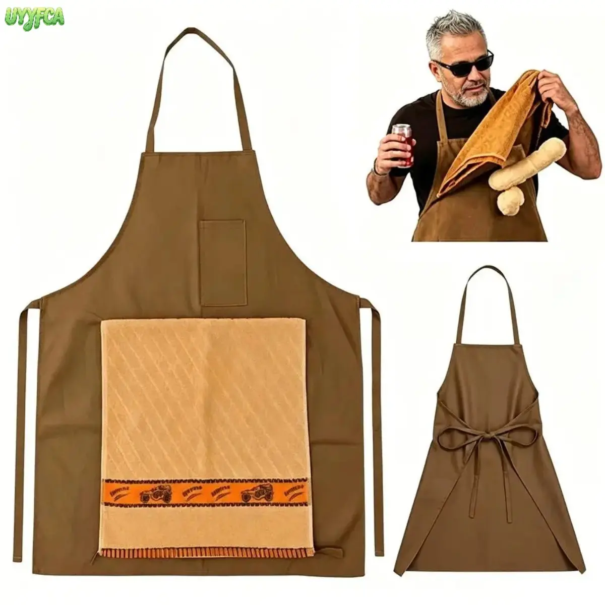 Novelty Prank Kitchen Apron For Men, Durable Breathable Cooking Bib With Hidden Surprise Pocket, Humorous Gag Accessory For Bbq, Grilling, Father’s Day And Birthday Gifting,back to school,back to school haul