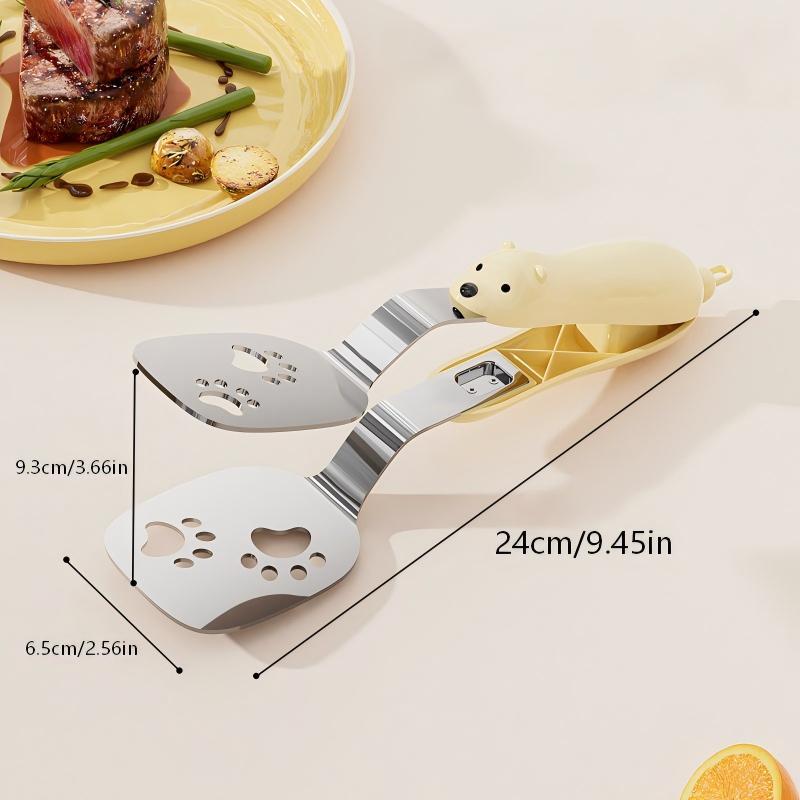 Stainless Steel Fish Fryer Spatula & Food Clip Set, Non-Slip Extended Oil-Drip Design, Heat-Resistant Handle, Ideal Kitchen Tool, Kitchen Utensils Gadgets